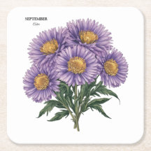 September Aster Birth Month Custom Floral Art