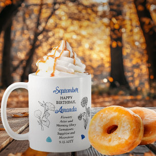 September Aster   Morning Glory Birthday Keepsake Coffee Mug