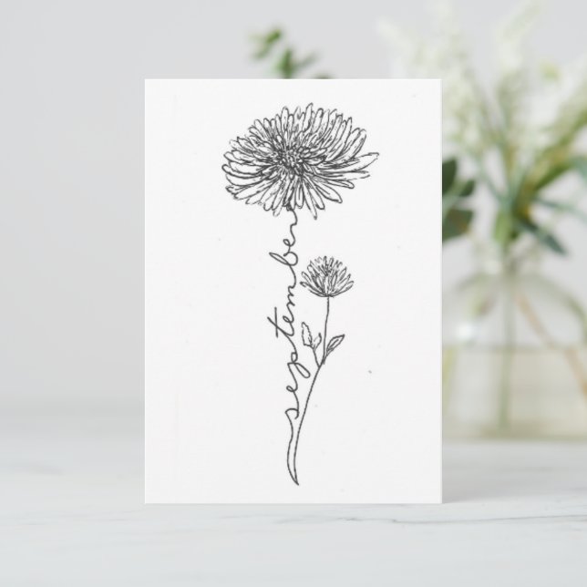 September Birth flower birthday card, Aster Note Card (Standing Front)