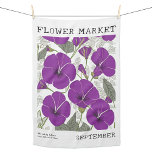 September Birth Flower Market Purple Morning Glory Kitchen Towel<br><div class="desc">All text can be personalized -- change the month to your preferred city or country, change the smaller text to include a special message -- the possibilities are endless. >>>>> Immerse yourself in the serene spirit of September with this enchanting kitchen towel featuring a captivating pattern of delicate morning glory...</div>