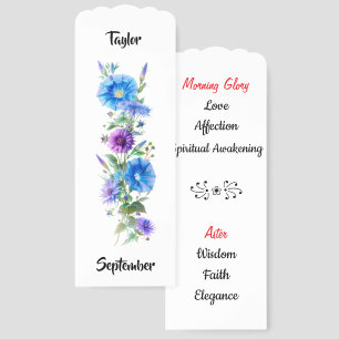 September Birth Flower Morning Glory & Aster Bookmarks