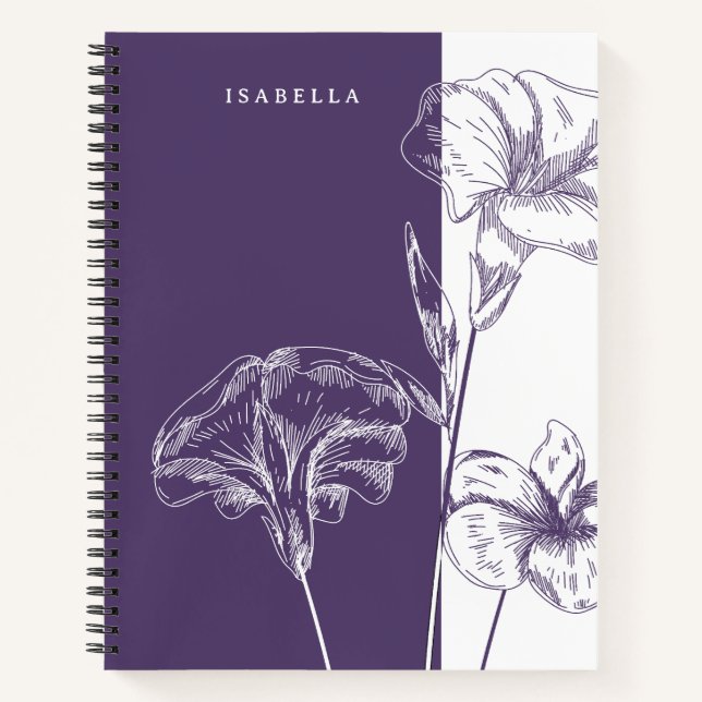 September Birth Flower Morning Glory Personalized Notebook (Front)