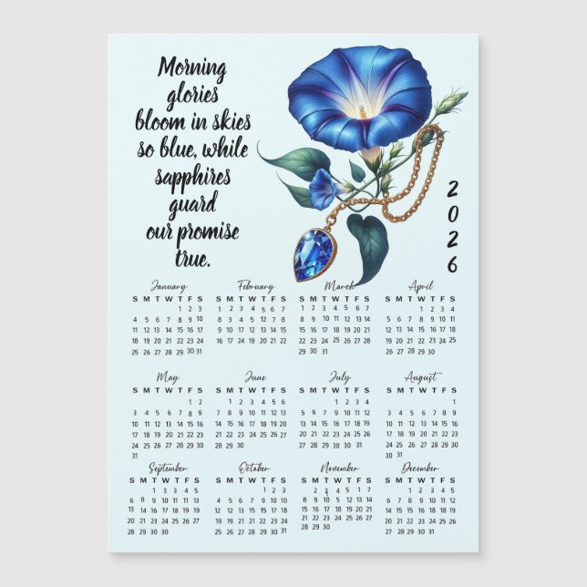 September Birth Flower & Stone Calendar (Front)