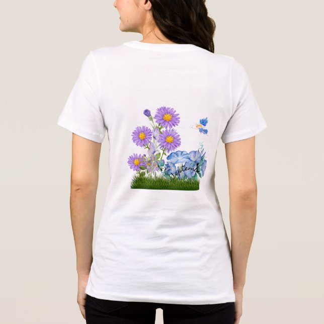 September Birth Flowers and Stone Tri-Blend Shirt (Back)