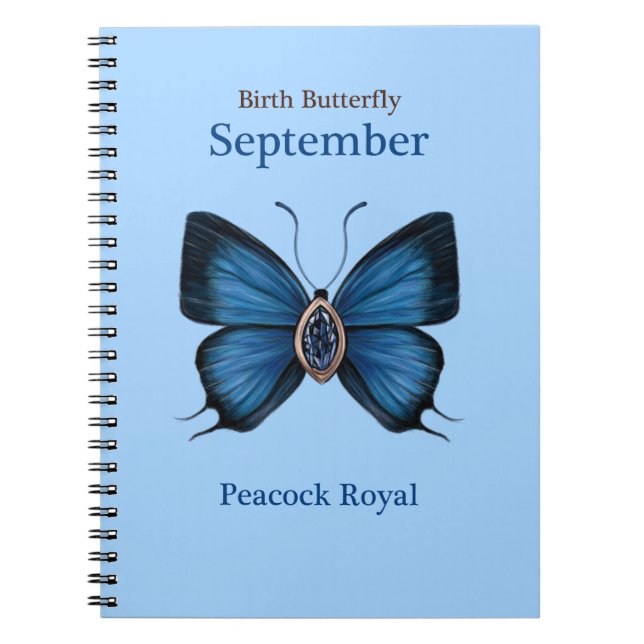 September Birth Gemstone Butterfly - Peacock Royal Notebook (Front)