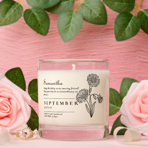 September Birth Month Flower Aster Birthday Gift Scented Candle