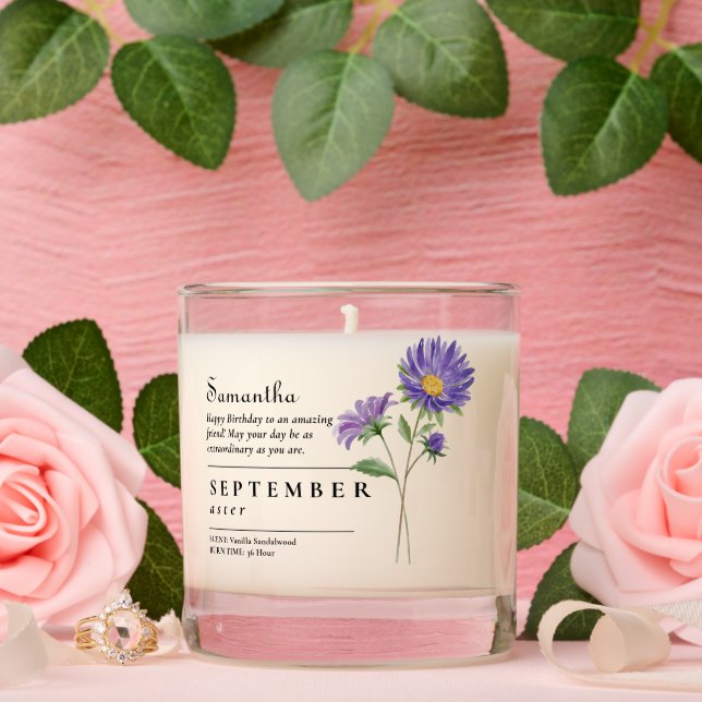 September Birth Month Flower Aster Birthday Gift Scented Candle (Wedding)