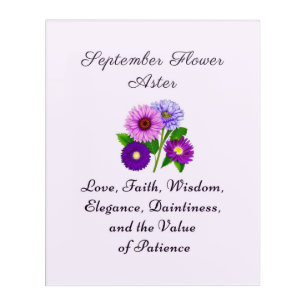 September Birth Month Flower Aster Personalized  Acrylic Print