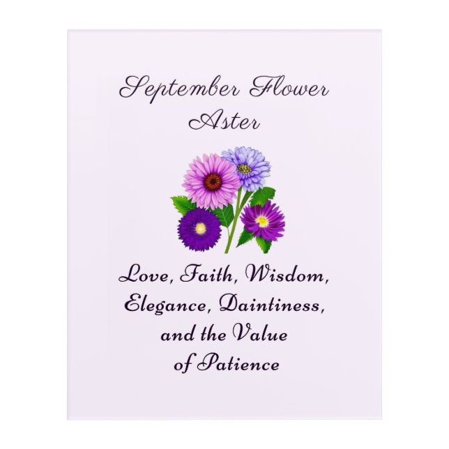 September Birth Month Flower Aster Personalized  Acrylic Print (Front)