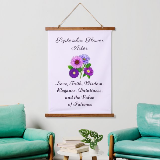 September Birth Month Flower Aster Personalized  Hanging Tapestry (Living Room)