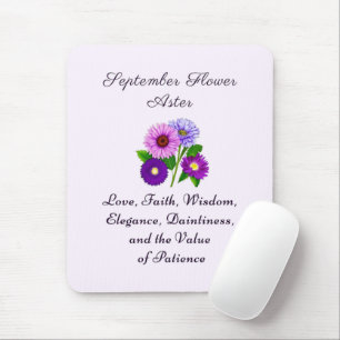 September Birth Month Flower Aster Personalized  Mouse Pad