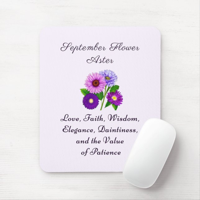 September Birth Month Flower Aster Personalized  Mouse Pad (With Mouse)