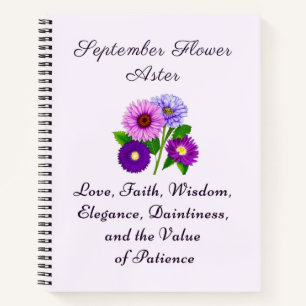 September Birth Month Flower Aster Personalized Notebook