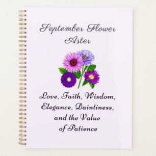 September Birth Month Flower Aster Personalized  Planner