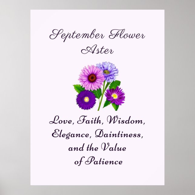 September Birth Month Flower Aster Personalized  Poster (Front)
