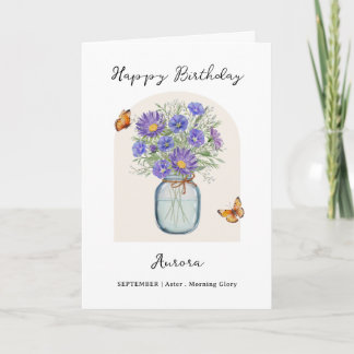 September Birth Month Flower Birthday Card