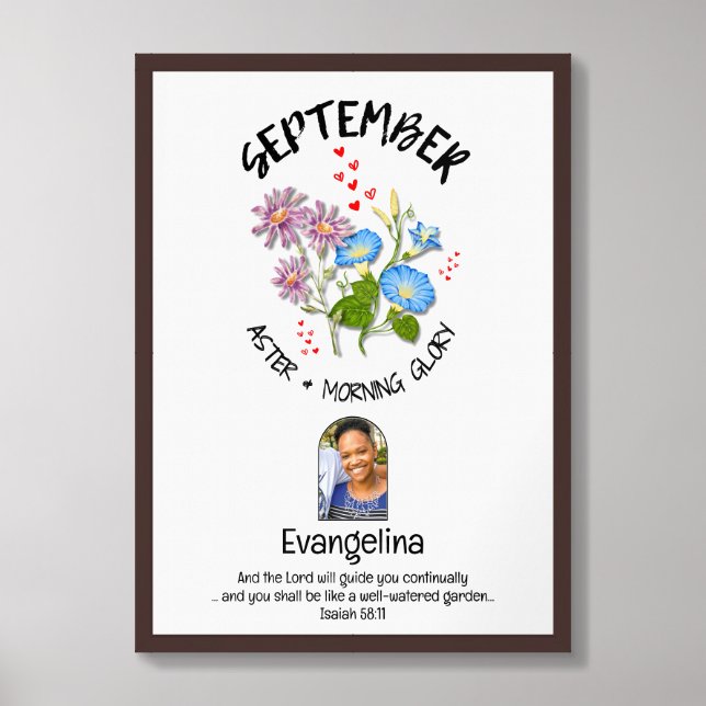 September Birth Month Flower PHOTO Mom Birthday Framed Art (Framed Front)