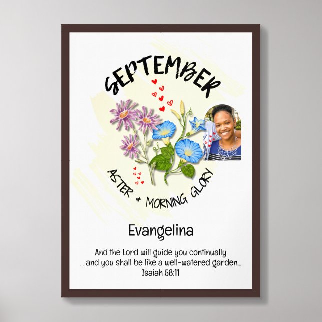 September Birth Month Flower PHOTO Mom Gift Framed Art (Framed Front)