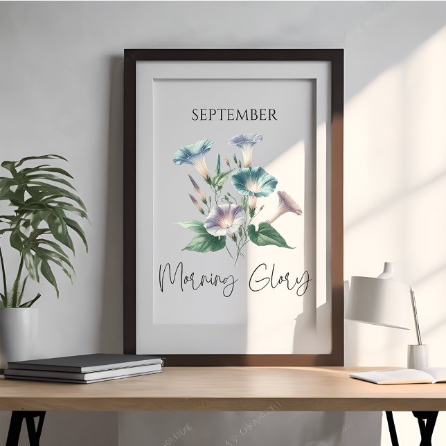 September Birth Month Morning Glory Floral Poster (Creator Uploaded)