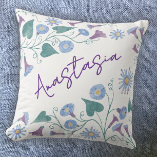 September Birth Month Morning Glory Personalized Throw Pillow