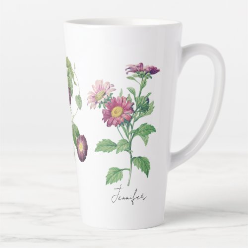 September Birth Month Vintage Flowers Custom Name Latte Mug