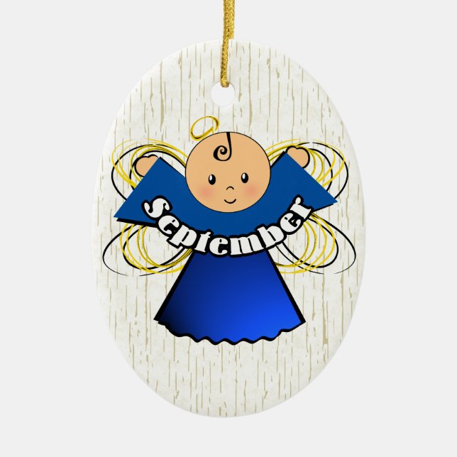 September Birthday Angel Ceramic Ornament (Front)