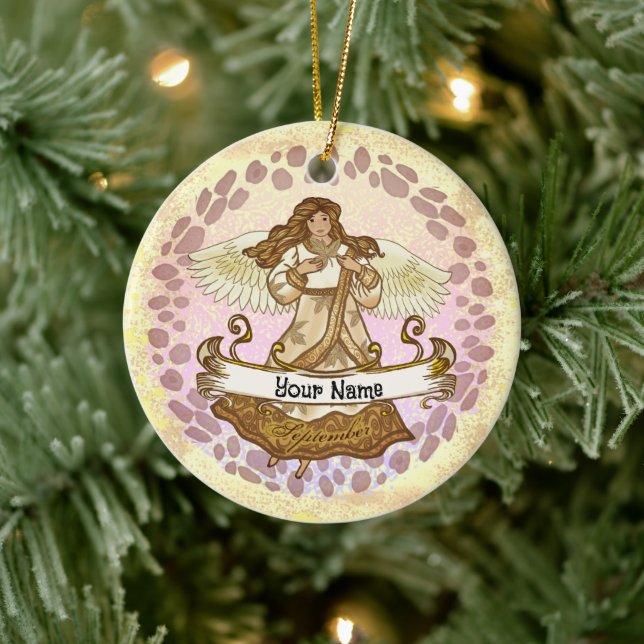 September Birthday Angel Ceramic Ornament (Tree)