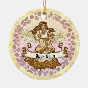 September Birthday Angel Ceramic Ornament