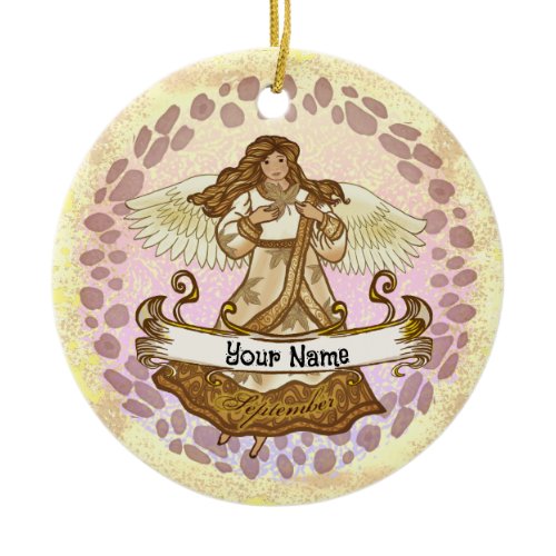 September Birthday Angel Ceramic Ornament
