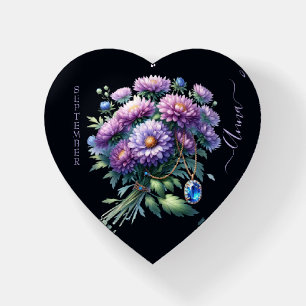 September Birthstone and Aster Flower Paperweight