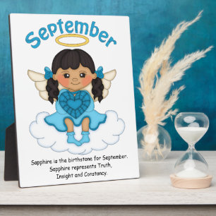 September Birthstone Angel Black Plaque