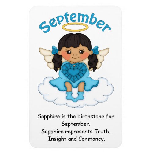 September Birthstone Angel Black Premium Magnet