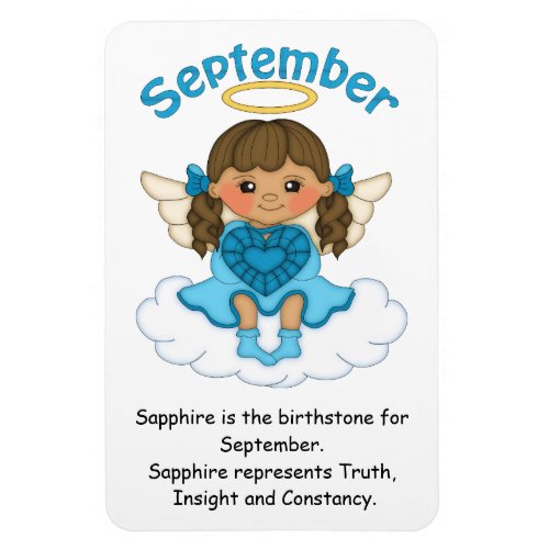 September Birthstone Angel Brunette Premium Magnet