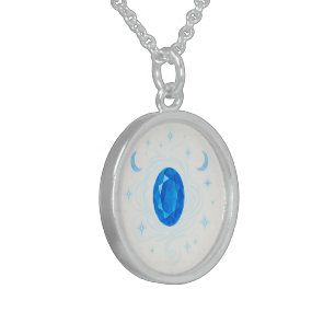 September Birthstone, Birthday Gift, Sapphire Blue Sterling Silver Necklace