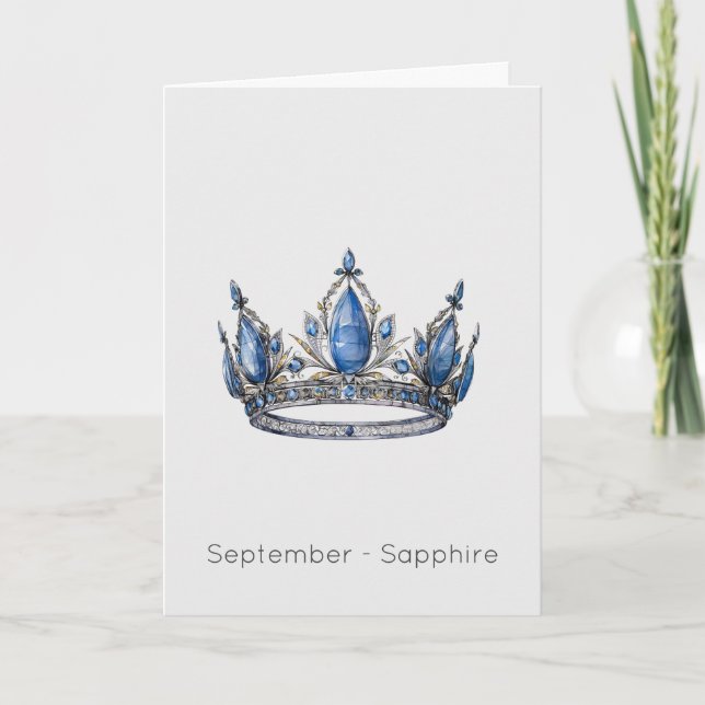 September Birthstone Sapphire Crown Birthday Card (Front)