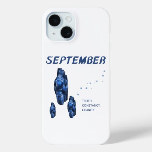 September birthstone Sapphire Deepblue Color iPhone 15 Case