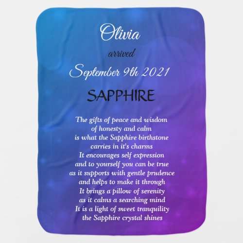 September Birthstone Sapphire design Baby Blanket