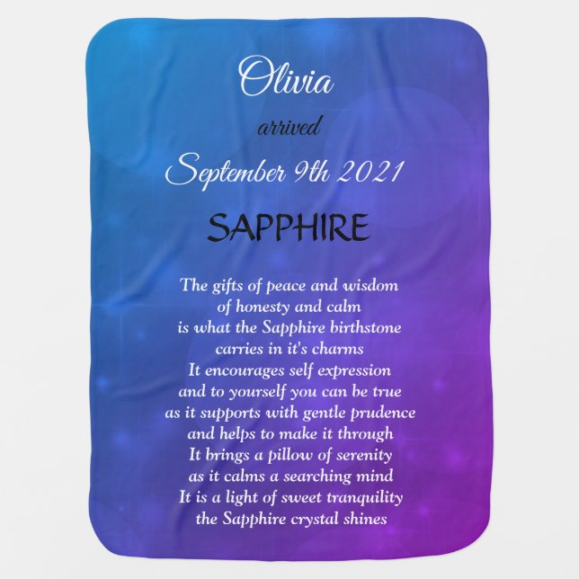 September Birthstone Sapphire design Baby Blanket (Front)