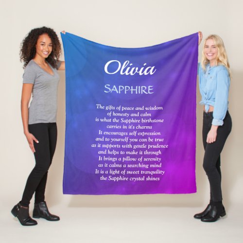 September Birthstone Sapphire design  Fleece Blanket