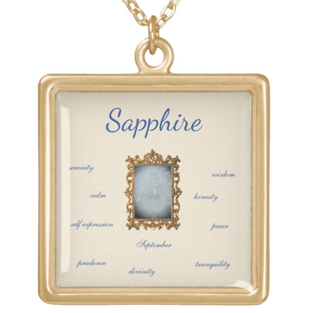 September Birthstone Sapphire Fairy Necklace (Front)