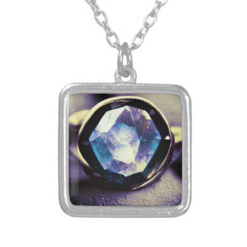 September Birthstone Sapphire Gemstone Silver Plated Necklace