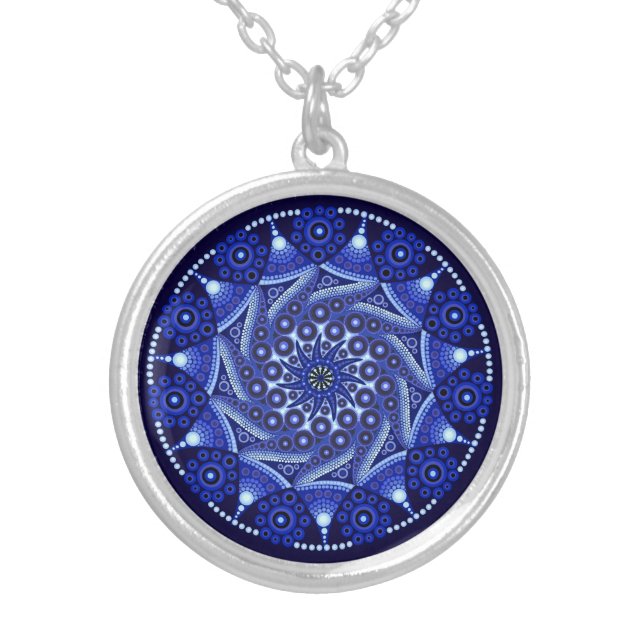 September Birthstone Sapphire Mandala Necklace (Front)