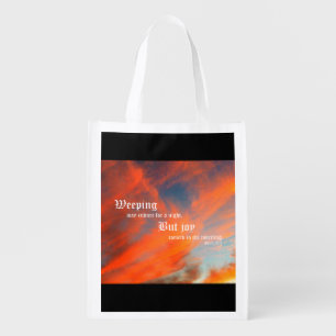 September Clouds with Psalm 30:5 Grocery Bag