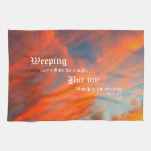 September Clouds with Psalm 30:5 Kitchen Towel