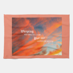 September Clouds with Psalm 30:5 Kitchen Towel