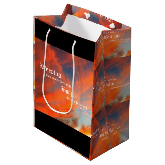 September Clouds with Psalm 30:5 Medium Gift Bag (Front Angled)