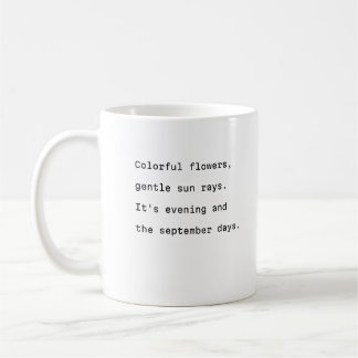 September coffee mug typography poetic flowers