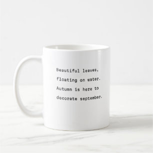 September coffee mug typography poetic leaves 
