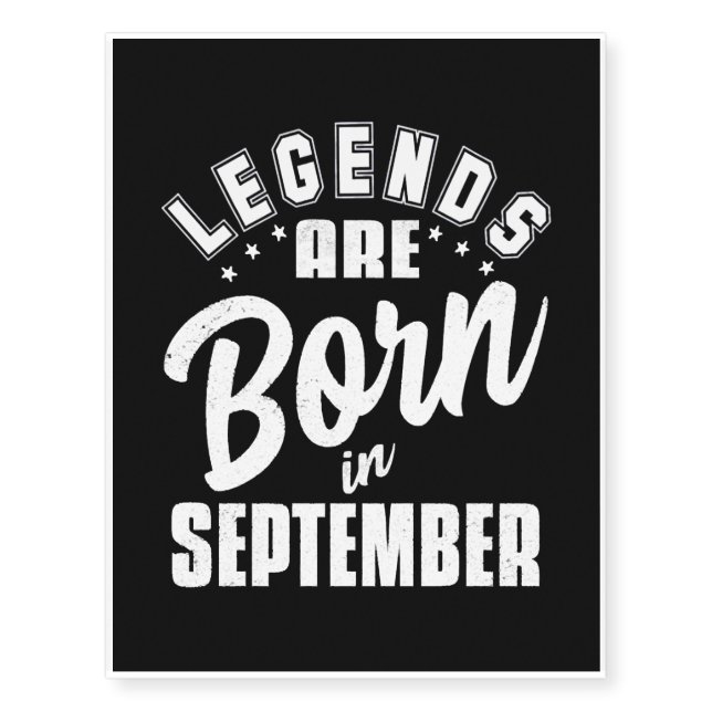 September cool people legends temporary tattoos (Front)