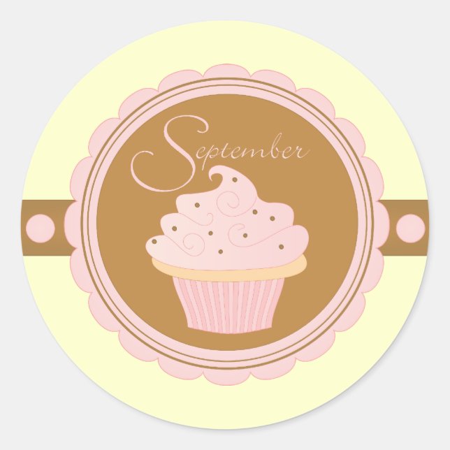 September Cupcake Classic Round Sticker (Front)